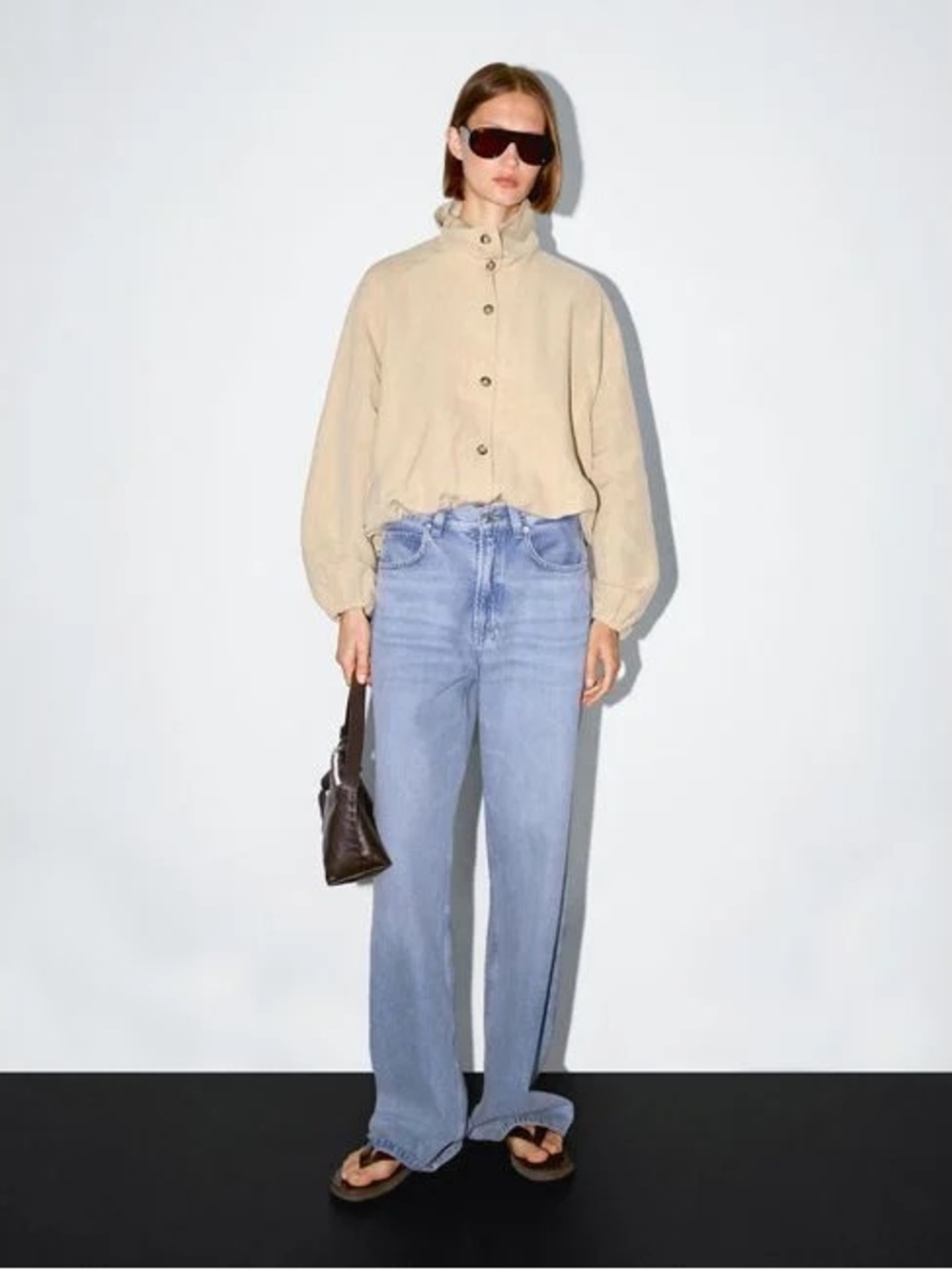 Massimo Dutti Women's Cream/Beige High Neck Linen Blend Bomber Jacket size S NWT